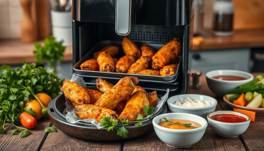 air frying frozen chicken wings