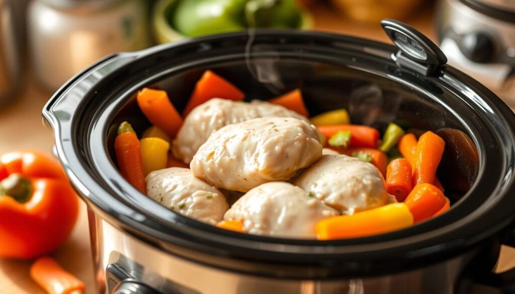 cooking frozen chicken in crock pot