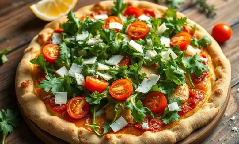 Chicken Crust Caesar Salad Pizza
